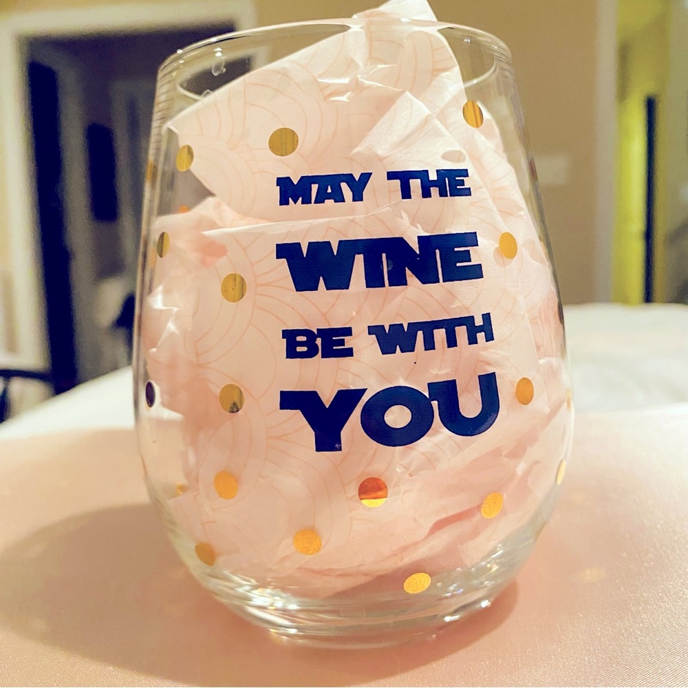 💛 🎉HP🎉 “May The Wine Be With You” Stemless Wine Glass
